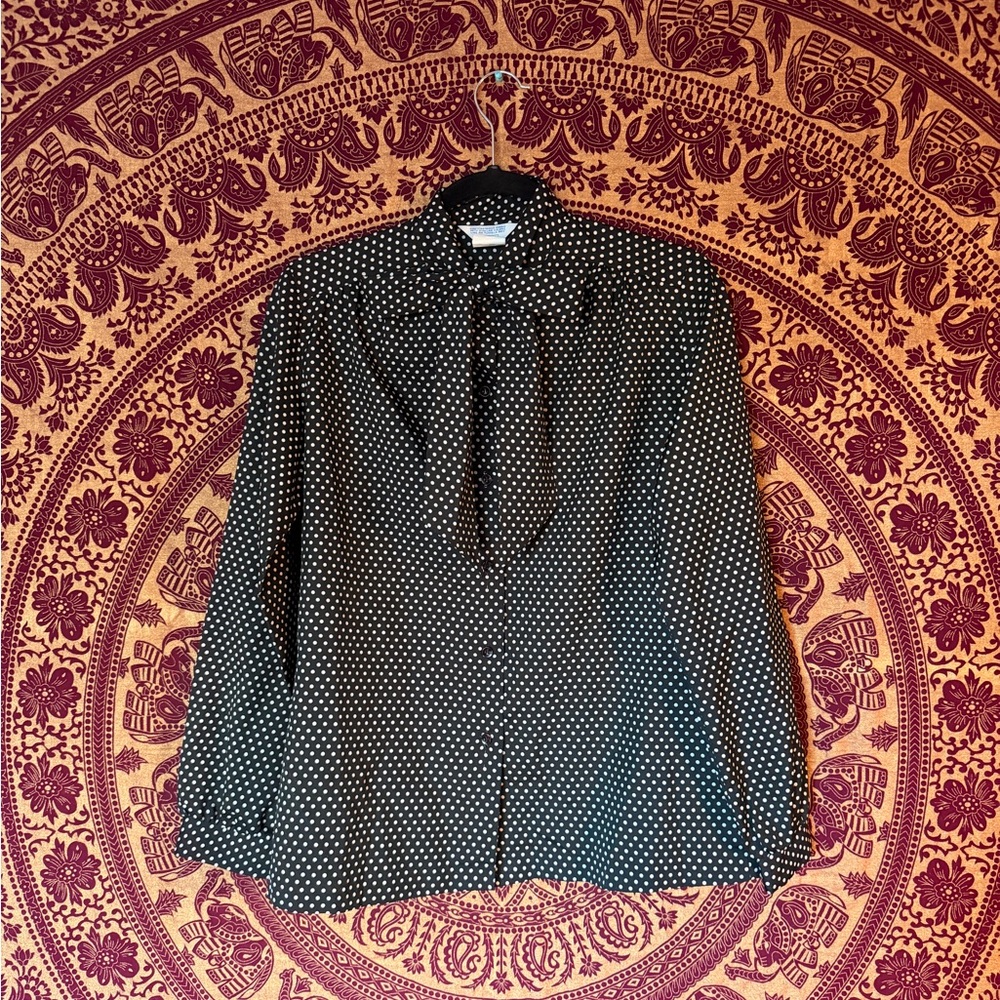 Elegant Black and White Polka Dot Blouse